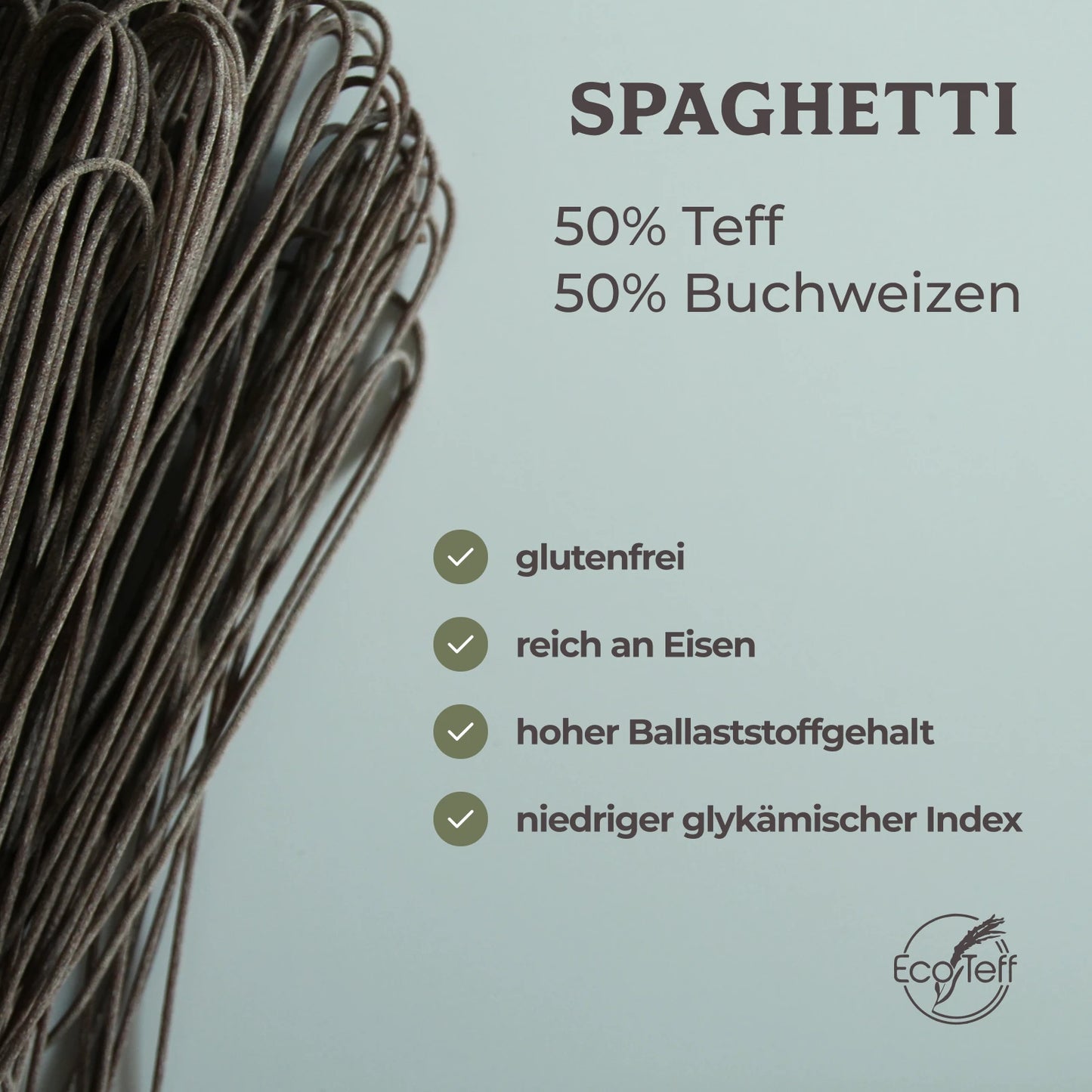 EcoTeff Spaghetti - 50% Teff 50% Buchweizen