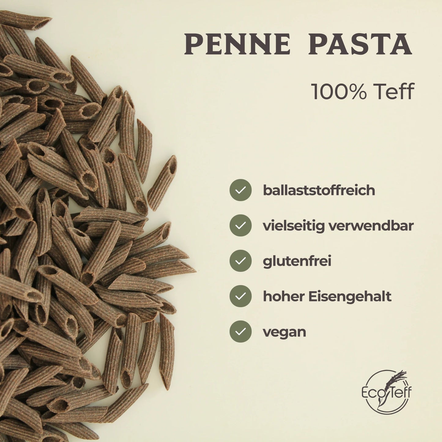 EcoTeff Penne Pasta - 100% Teff